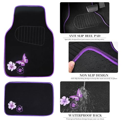 Butterfly Steering Wheel Cover and Waterproof Car Floor Mats