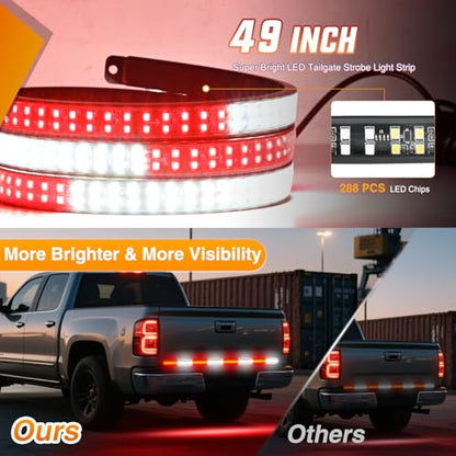 49 Inch Emergency Strobe Light Strips with Controller Red White
