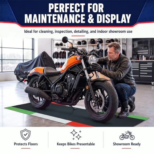 Motorcycle Mat Garage Floor Rug Washable Parking Mats for Garage Floors Non Slip Oil Absorbent Pad Rubber Backing Layer Protects Floor