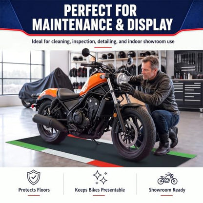 Motorcycle Mat Garage Floor Rug Washable Parking Mats for Garage Floors Non Slip Oil Absorbent Pad Rubber Backing Layer Protects Floor