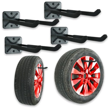 Heavy Duty Garage Tires Hooks Wall Mounted Tool Hanger Organizer (4 Count)
