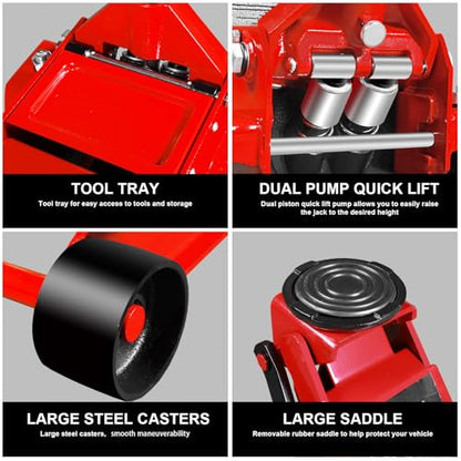 4 Ton Floor Jack Hydraulic Low Profile Floor Jack with Dual Piston Quick Lift Pump