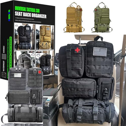 7 PACK Tactical Seat back organizer Truck organizer With 6 Detachable Pouches Universal For Car Truck Ford Jeep Military