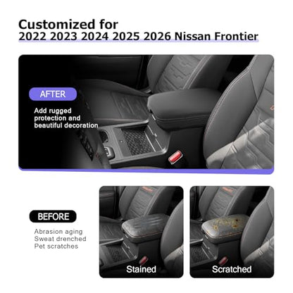 2025 2026 Frontier Center Console Cover Compatible with 2022 2023 2024 2025 2026 Nissan Frontier Accessories Armrest Console Cover Cat Scratch Resistant