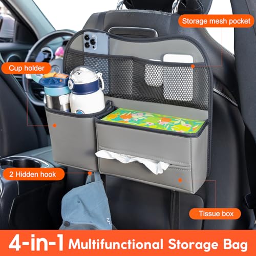 Multifunctional Car Seat Back Organizer with Large Tissue Box Holder