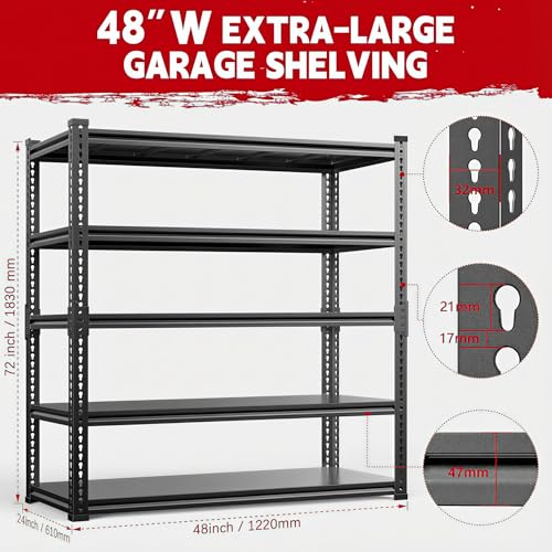 5 Tier 3000 lbs Heavy Duty Metal Garage Shelf (5 Count)
