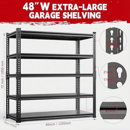 5 Tier 3000 lbs Heavy Duty Metal Garage Shelf (5 Count)