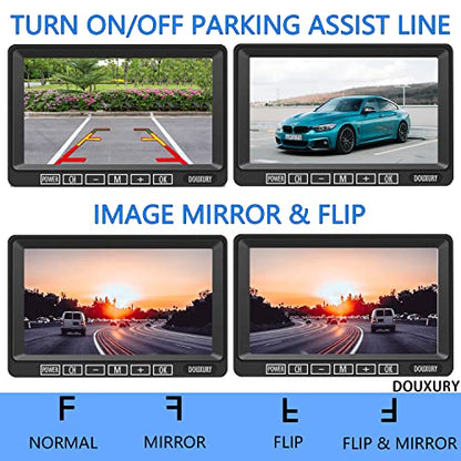 Wireless RV Backup Camera for Trailer Truck Camper Digital Rear Side View Cameras & HD 1080P 4 Splits 7" DVR Screen with Adapter for Furrion Pre