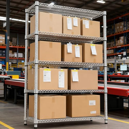 5 Tiers Shelf Metal Storage Shelves 3300 lbs Steel Storage Shelving Utility Shelving Unit Steel Organizer Wire Rack for Home (5 Count)
