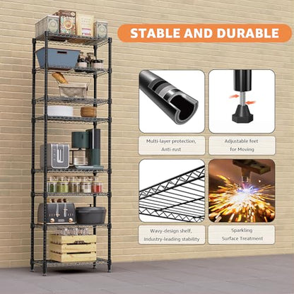 8 Tier 2000 lbs Storage Rack Metal Wire Shelving Unit (8 Count)