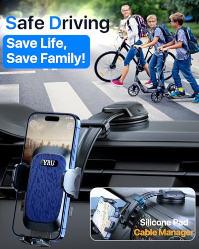 2026 Ultimate Car Phone Holder Mount [Bendable & Adjustable Aluminum Arm] Cell Phone Holder for Car Dashboard Windshield Phone Stand for iPhone 17 16 15 14 Pro Max Samsung Pickup Truck