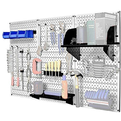 30-WRK-400WB Standard Workbench Metal Pegboard Tool Organizer,White/Black
