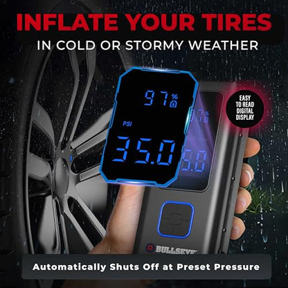 POCKET AIR Tire Inflator Portable Air Compressor by BULLSEYE for Tires