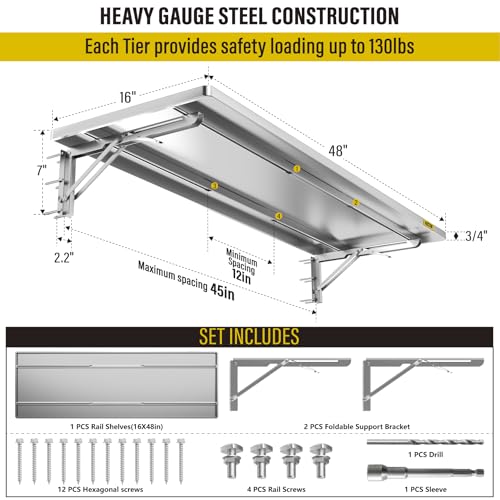 1.3x4ft Adjustable Rail Type Folding Storage Rack Shelf