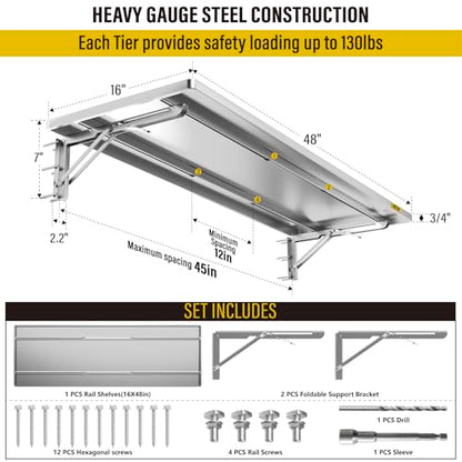 1.3x4ft Adjustable Rail Type Folding Storage Rack Shelf