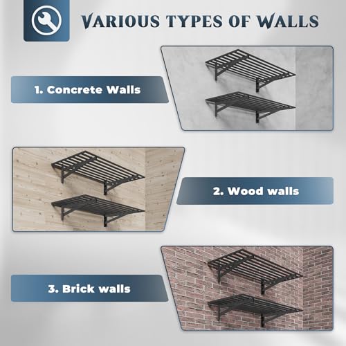 2 Pack Garage Shelving Wall Mounted with 8 Hooks (2 Count)