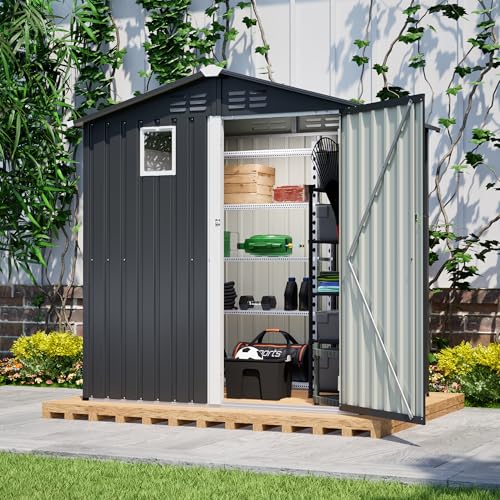 6x4ft Tool Storage Shed with Lockable Doors & Window