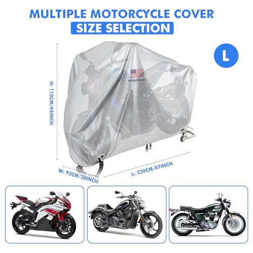 Motorcycle Cover Waterproof Outdoor All Weather Protection Silver
