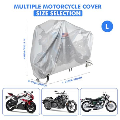 Motorcycle Cover Waterproof Outdoor All Weather Protection Silver