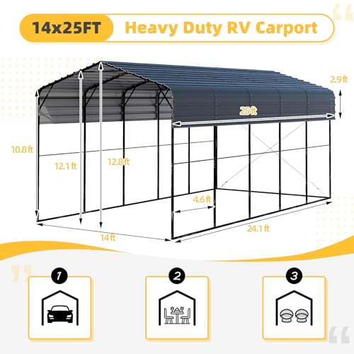 14x25x13 FT RV Metal Carport