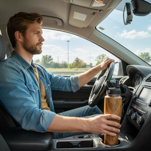 32oz Water Bottle Wide Mouth Stainless Steel Vacuum Insulated Double Wall with 2 Straw Lids Fit in Any Car Cup Holder