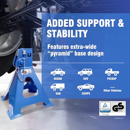 Car Jack Stands 3 Ton with Double Locking and Large Foot Base for Lifting Cars