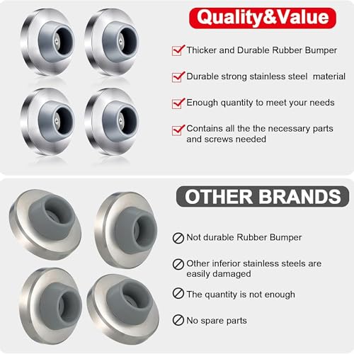 4 Pcs Door Stopper Wall Bumper Flush Mount Protector