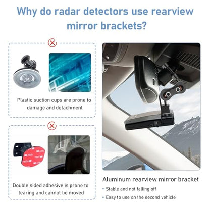 Radar Detector Mount+Rearview Mirror Hard Wire Power Cord kit 16"