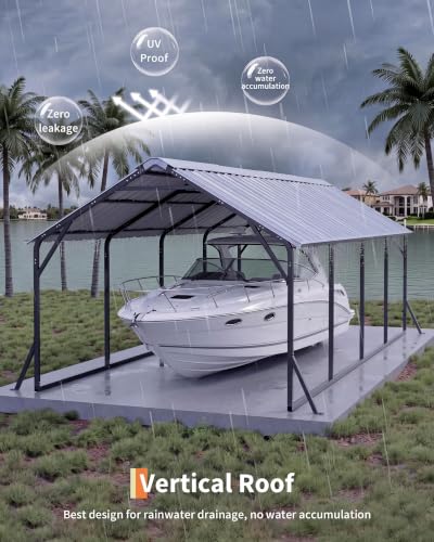 11x20 FT Metal Carport with Vertical Roof