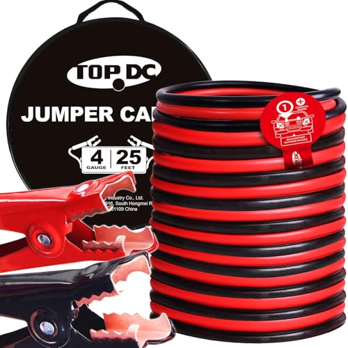 4 Gauge 25 Feet Heavy Duty Jumper Cables for Cars