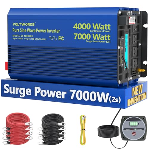 4000 Watt Inverter Pure Sine Wave Power Inverter 12V to 110V 120V AC