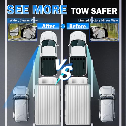 Dual View Mirror Extenders for Towing with Rain Visor (2 Count)