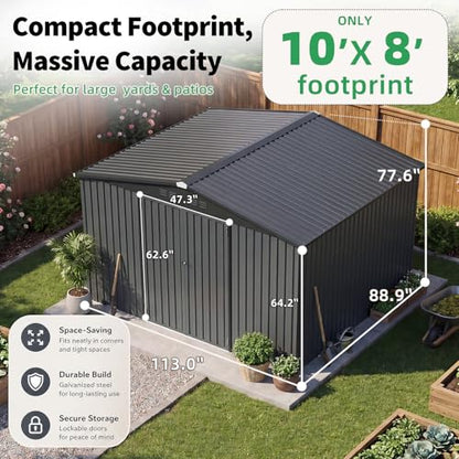 8' x 10' Waterproof Metal Outdoor Storage Shed