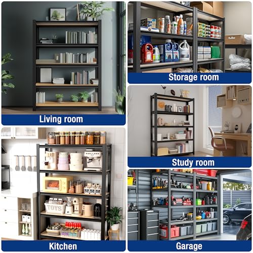 5 Tier Black Shelving with Board