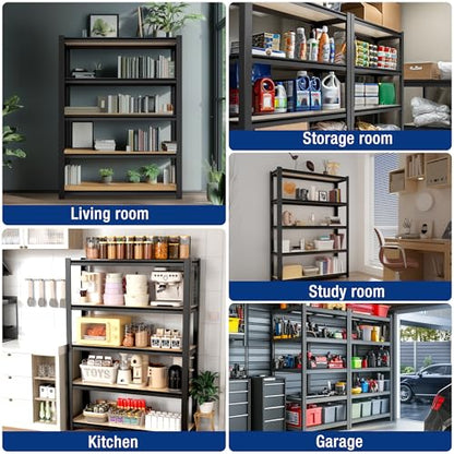 5 Tier Black Shelving with Board