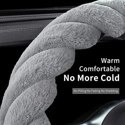 Luxury Fluffy Winter Car Steering Wheel Cover for Women Soft Warm Plush Cute Auto Accessories for Vehicle