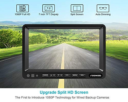 7" HD 1080P Wired Dual Backup Camera
