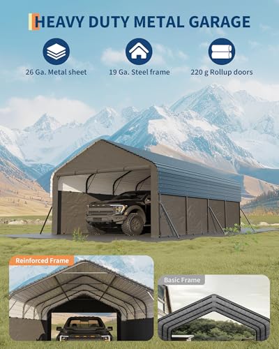 12x20x9 ft Metal Carport Enclosed