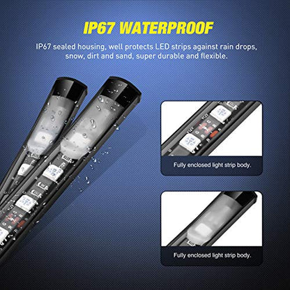 TL 31 2PCS 60Inch RGB Truck Bed Light Strip Kit 180 LED RF Remote Control with On Off Switch Blade Fuse 2Way Splitter Extension Cable for Cargo Pickup Truck SUV RV Boat