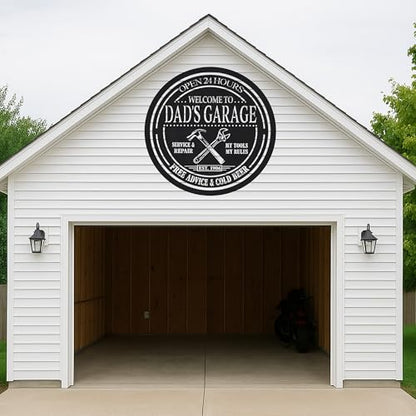 Custom Garage Workshop Metal Sign Personalized Tool Name Wall Art for Car Truck Mechanic Shop Decor Durable Steel Sign for Dad Husband Men’s Auto Workspace or Fence