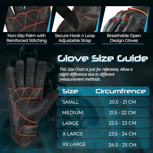 Motorcycle Gloves Men's Leather Motorbike Gloves Touchscreen Function