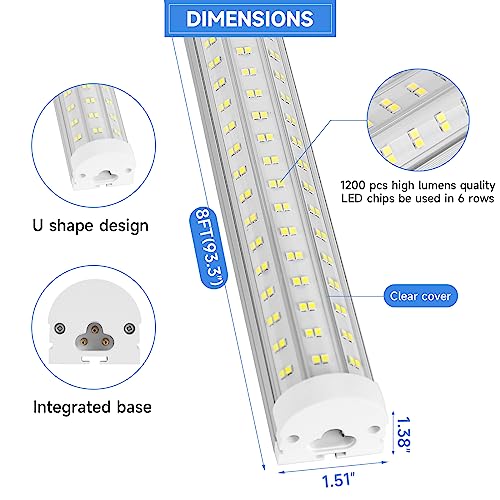 8FT U Shape 125W Integrated Tube Bright LED Light (6 Count)