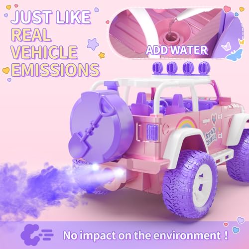 Pink Remote Control Car for Girls with Fog Mist & Music