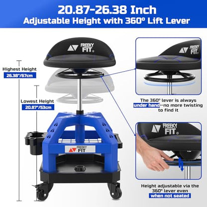 Rolling Shop Stool for Garage with Casters