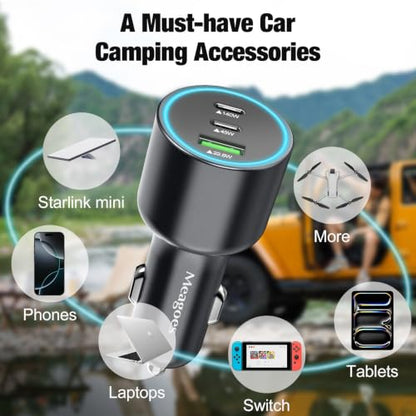 140W USB C Car Charger Super Fast Charging for iPhone 17