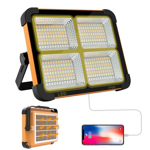Portable LED Work Solar Light 100W 16500mAh 10000 LM with Stepless Brightness Job Site Battery Rechargeable LED Floor Light for Emergency Worklight for Hurricane
