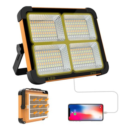 Portable LED Work Solar Light 100W 16500mAh 10000 LM with Stepless Brightness Job Site Battery Rechargeable LED Floor Light for Emergency Worklight for Hurricane