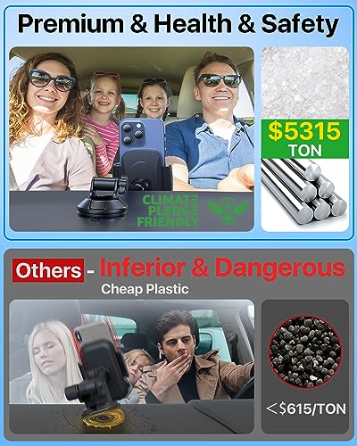 Car Phone Holder【2026 Upgraded 100+LBS Suction & Safety Cert】 Cell Phone Car Mount for Truck Heavy Duty Phone Holder for Dashboard