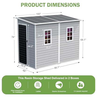 8x4 FT Resin Lean to Shed