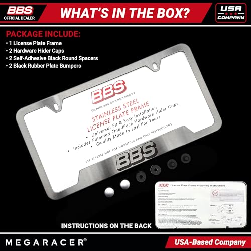 Authentic BBS Brushed Chrome License Plate Frame